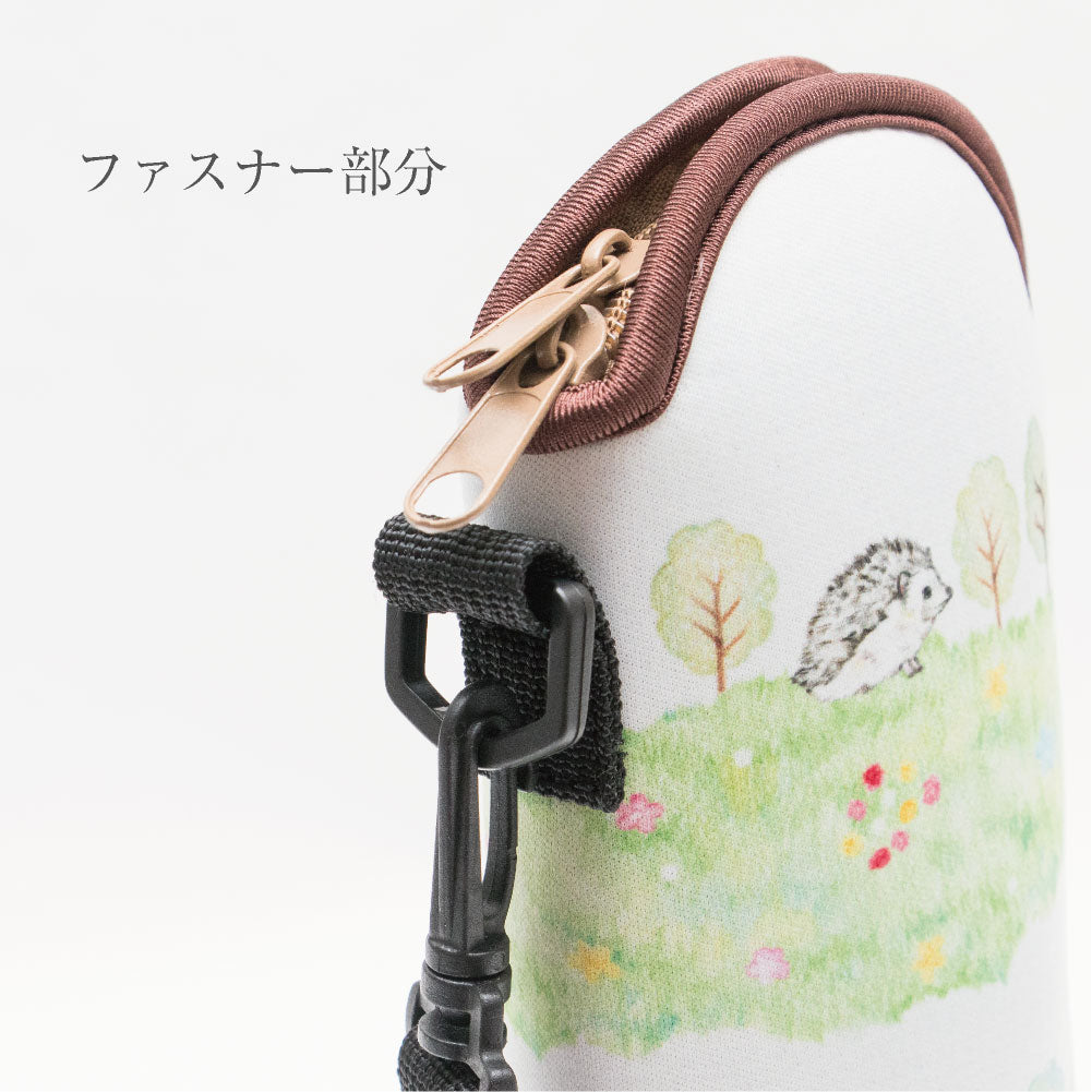 ボトル カバー アニマルスケッチ ネコ インコ ハリネズミ(3種)ステンレス ボトル ヒモ付き 収納 携帯 ペットボトル クロロプレンゴム ネオプレーンゴム ウェットスーツ素材