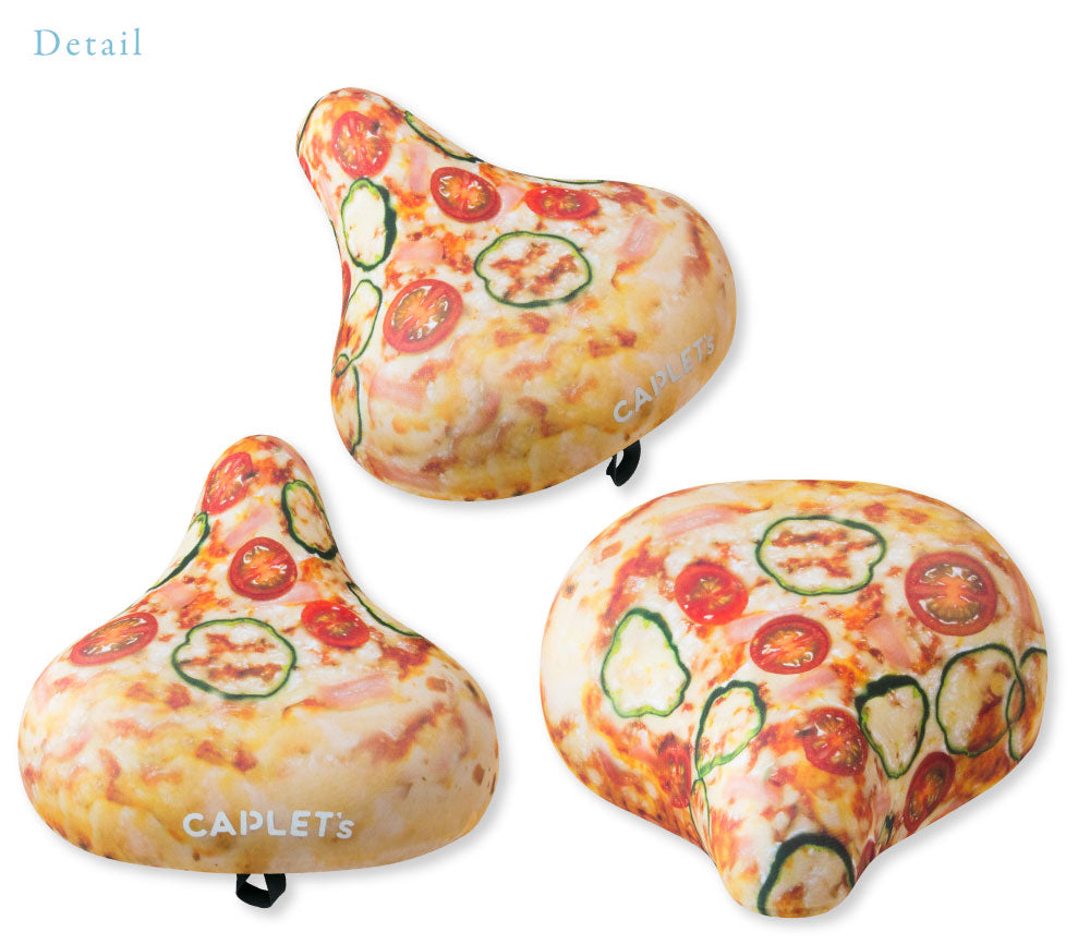 サドルカバー フリーサイズ ピザ pizza フルカラーチャリCAP 自転車カバー 着せ替え 撥水 雨 おもしろ ママチャリ 電動アシスト自転車 汚れ キズ 汚れ 隠し 一般 大型 フリーサイズ ギフト プレゼント
