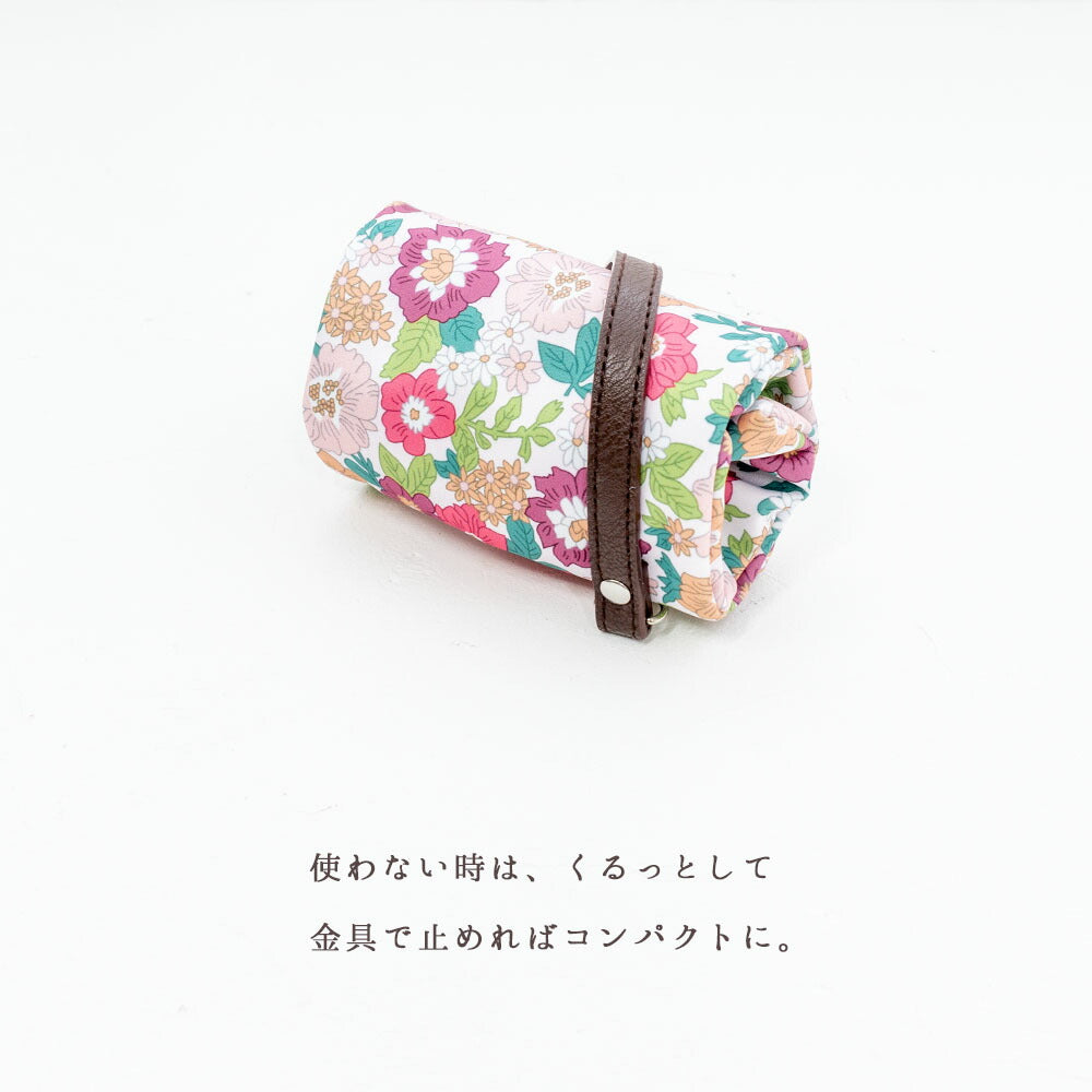 折りたたみ傘 ケース 花柄 吸水 合皮 手提げ付き 吸水ポーチ くるポン おしゃれ 折り畳み傘カバー ボトルカバー 防水 カサ ケース ヒモ付き カバー 収納 フラワー *ポーチのみで傘は付いていません