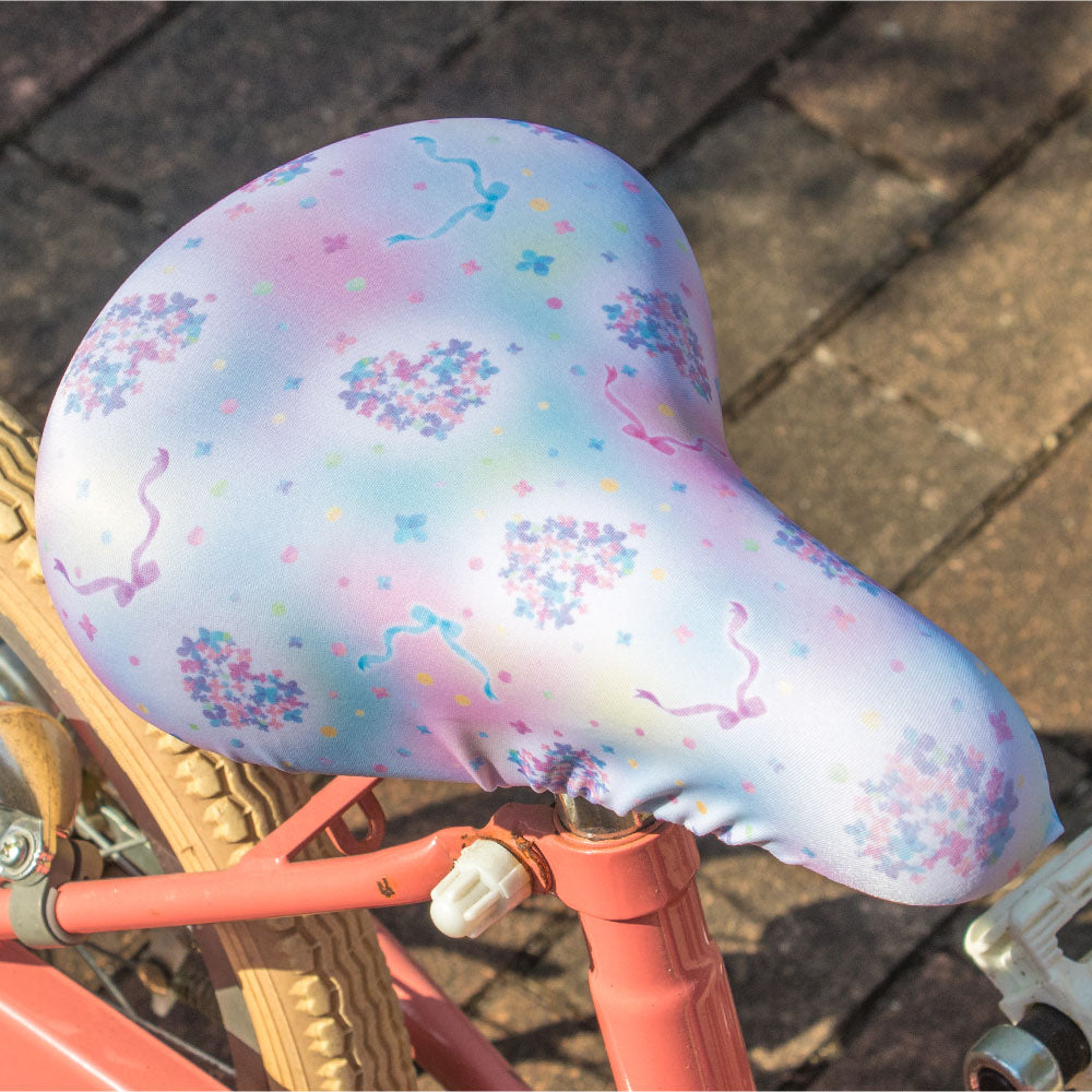 サドルカバー 子供 キッズサドル用フルカラーチャリCAP ハート フラワー 総柄 キッズサドル用 自転車カバー 撥水 かわいい 子ども キッズ 汚れ キズ 防止 女の子 花