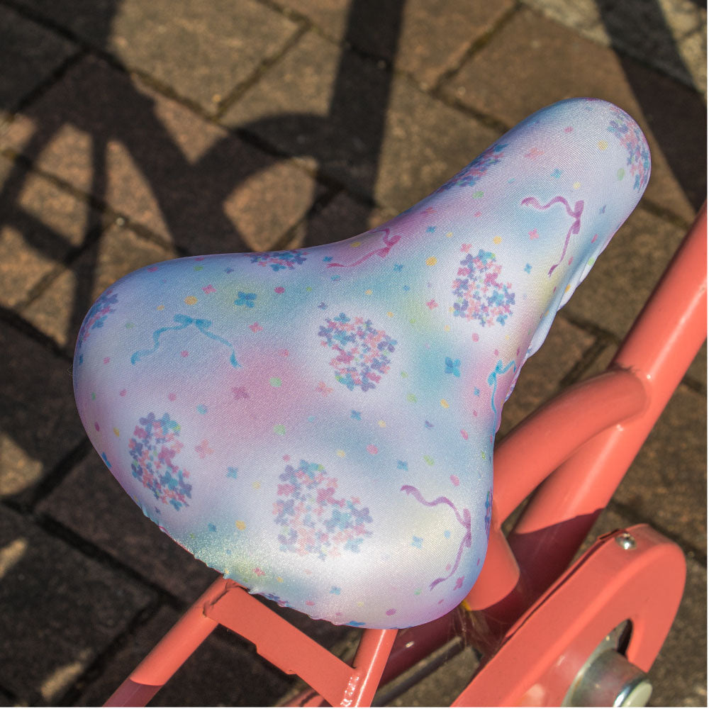 サドルカバー 子供 キッズサドル用フルカラーチャリCAP ハート フラワー 総柄 キッズサドル用 自転車カバー 撥水 かわいい 子ども キッズ 汚れ キズ 防止 女の子 花
