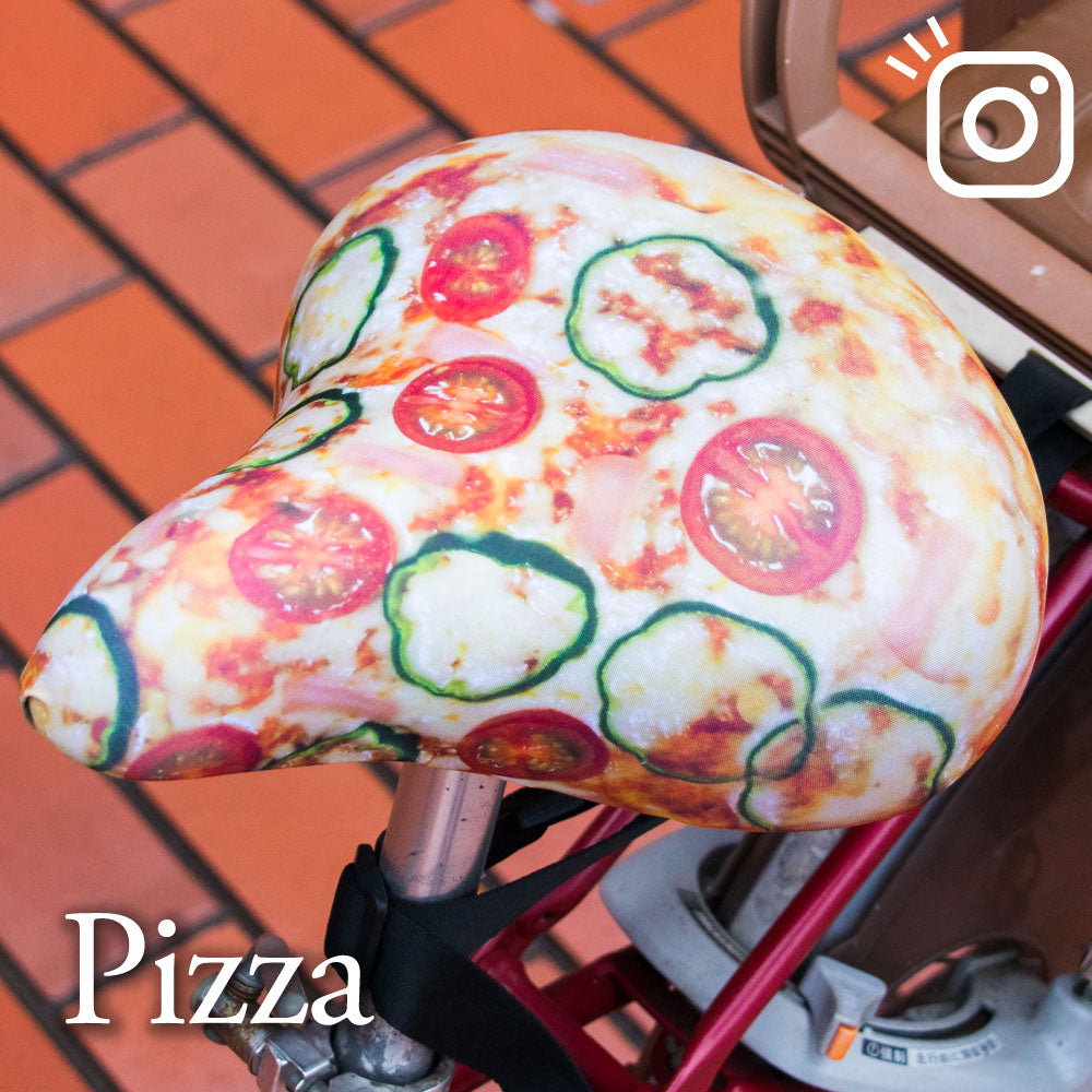 サドルカバー フリーサイズ ピザ pizza フルカラーチャリCAP 自転車カバー 着せ替え 撥水 雨 おもしろ ママチャリ 電動アシスト自転車 汚れ キズ 汚れ 隠し 一般 大型 フリーサイズ ギフト プレゼント